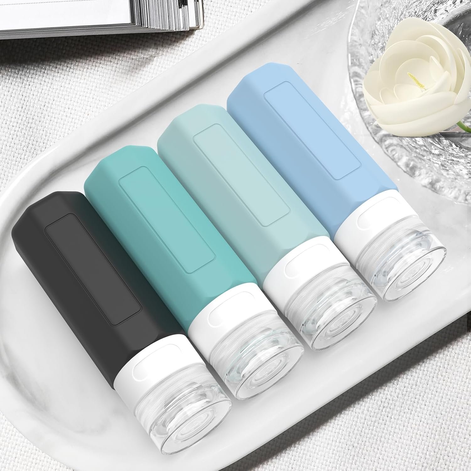 Redfly Travel Bottles for Toiletries, Tsa Approved 3oz Travel Size Containers, Leak Proof Silicone Squeezable Containers for Toiletries, BPA Free Refillable Essentials for Shampoo Conditioner Gray - Image 6