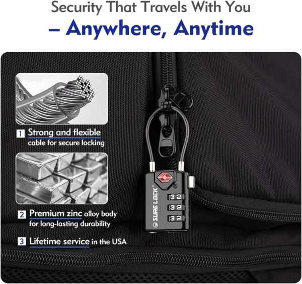 SURE LOCK TSA Compatible Travel Luggage Locks, Inspection Indicator, Easy Read Dials - 2 pack - Image 4