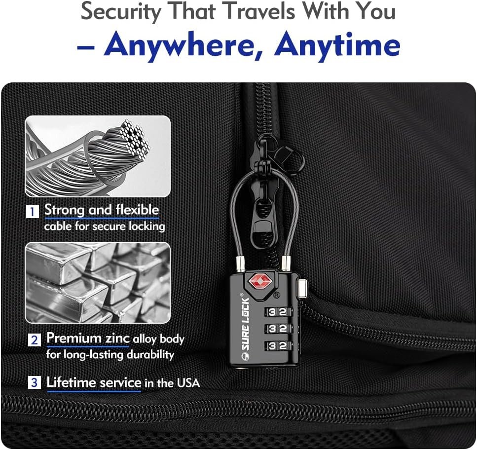 SURE LOCK TSA Compatible Travel Luggage Locks, Inspection Indicator, Easy Read Dials - 2 pack - Image 4