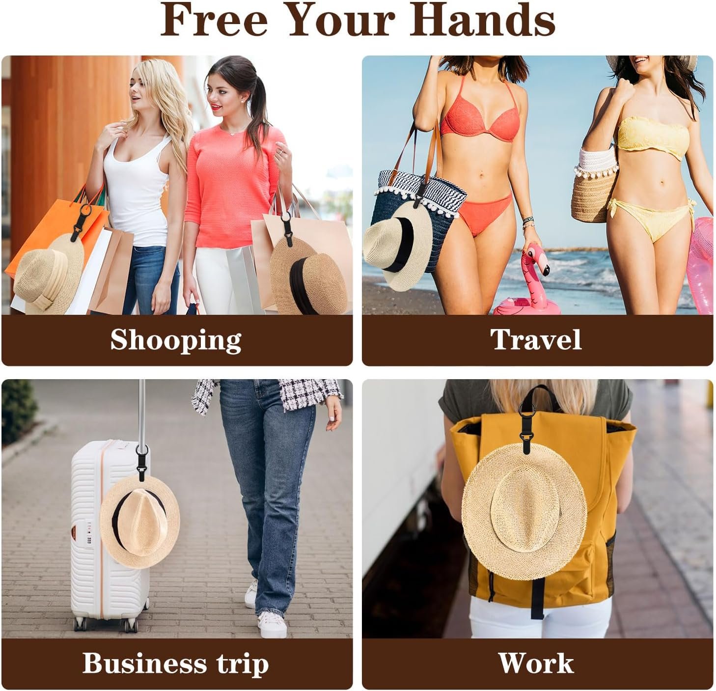 Niveaya Hat Clip for Travel on Bag - 2 Pack, Vacation Beach Cruise Essentials Accessory for Travel Handbag Backpack Luggage - Image 4