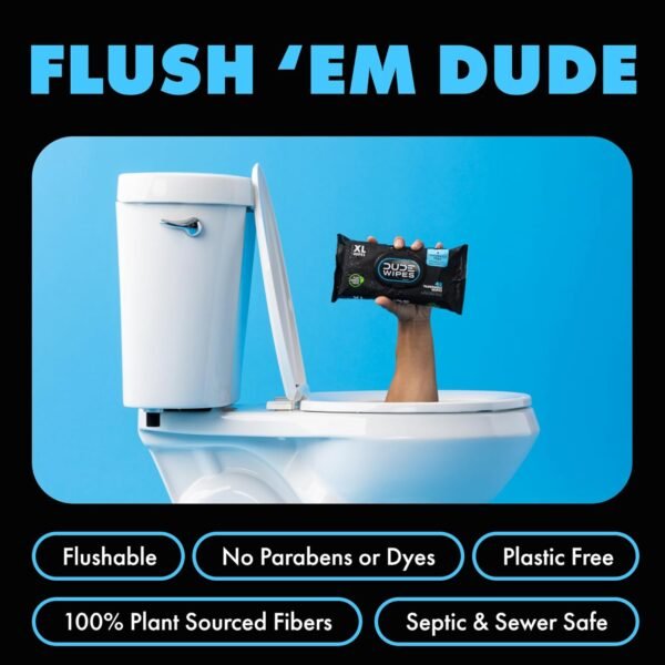 DUDE Wipes Flushable Wipes - 1 Pack, 48 Wipes - Unscented Extra-Large Wet Wipes with Vitamin-E & Aloe for at-Home Use - Septic and Sewer Safe - Image 3