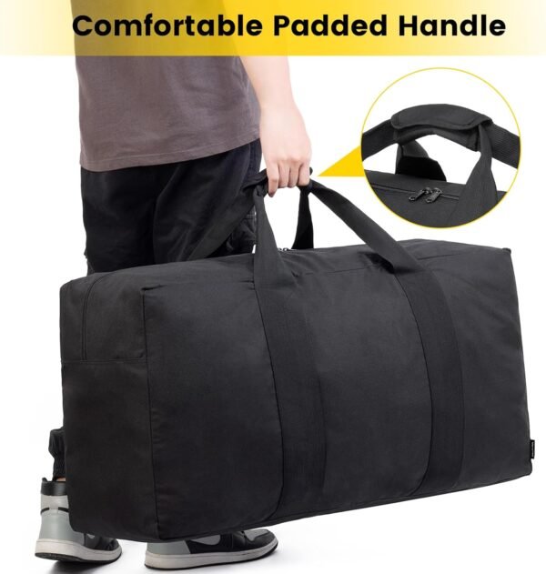 Vorspack Extra Large Duffle Bag for Travel - 100L Duffel Bag for Men Gear Bag for Storage Foldable Weekender Bag for Overnight Camping - Black - Image 4