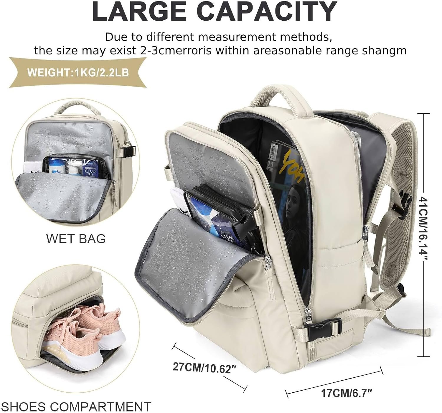 WONHOX Large Travel Backpack Carry on Flight Approved Laptop Work Business Backpack for Women Men Mochila de Viaje - Image 4