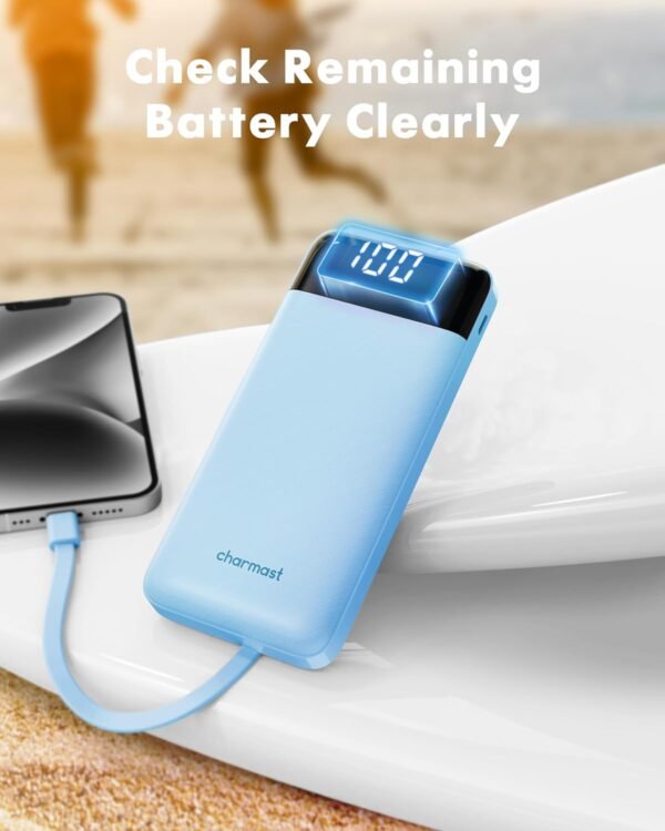 Portable Charger with Built in Cables, Portable Charger with Cords Wires Slim 10000mAh Travel Battery Pack 6 Outputs 3 Inputs 3A Fast Charging Power Bank for Samsung Google Pixel LG Moto iPhone iPad - Image 7