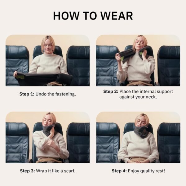 trtl Travel and Airplane Pillow - Real Sleeping Experience on Long Flights - Neck and Shoulder Support - Super-Soft, Lightweight, Easy-to-Carry, and Machine-Washable Flight Pillow - Black - Image 5