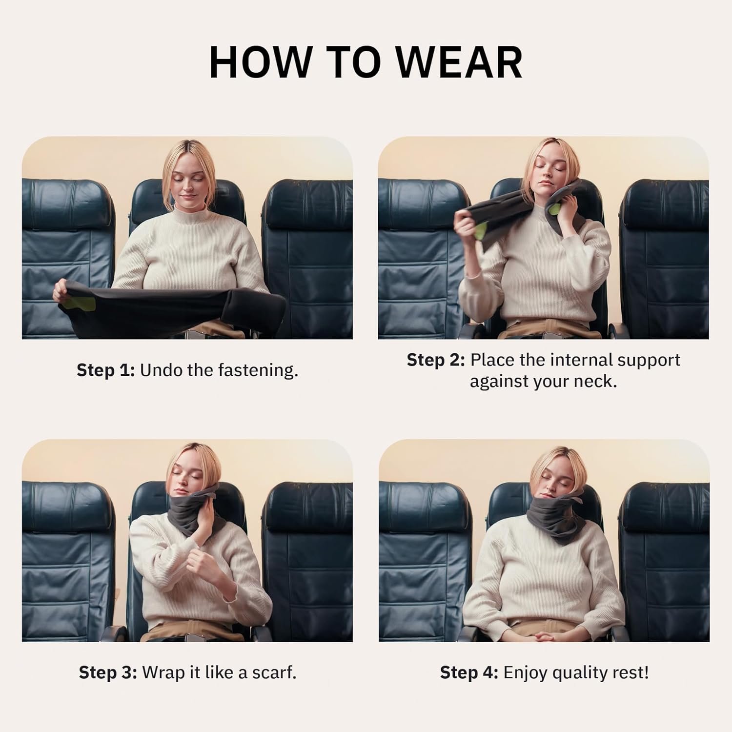 trtl Travel and Airplane Pillow - Real Sleeping Experience on Long Flights - Neck and Shoulder Support - Super-Soft, Lightweight, Easy-to-Carry, and Machine-Washable Flight Pillow - Black - Image 5