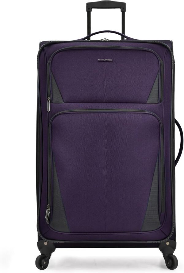 U.S. Traveler Aviron Bay Expandable Softside Spinner Wheels, Purple, 2 Piece Luggage - Image 2