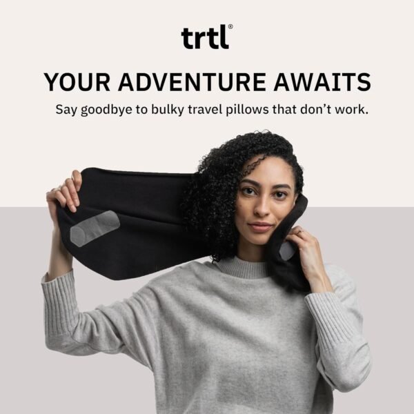 trtl Travel and Airplane Pillow - Real Sleeping Experience on Long Flights - Neck and Shoulder Support - Super-Soft, Lightweight, Easy-to-Carry, and Machine-Washable Flight Pillow - Black - Image 7