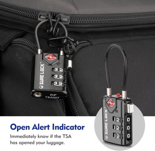 SURE LOCK TSA Compatible Travel Luggage Locks, Inspection Indicator, Easy Read Dials - 2 pack - Image 2