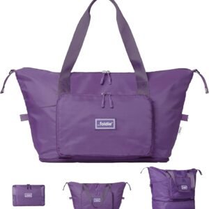 Foldable Travel Tote Bag for Women - 40L Weekender Bag with Multiple Pockets - Carry On Personal Item Travel Bag