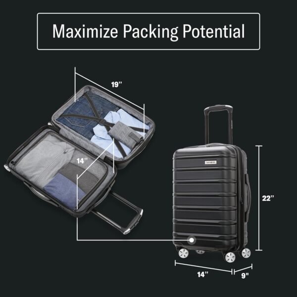 Samsonite Omni 2 Carry-On Hardside Luggage with 360° Spinner Wheels - Scratch Resistant Hardshell - TSA, Airline-Approved - Expandable Polycarbonate Shell for Lightweight Travel - Artic Silver - Image 3