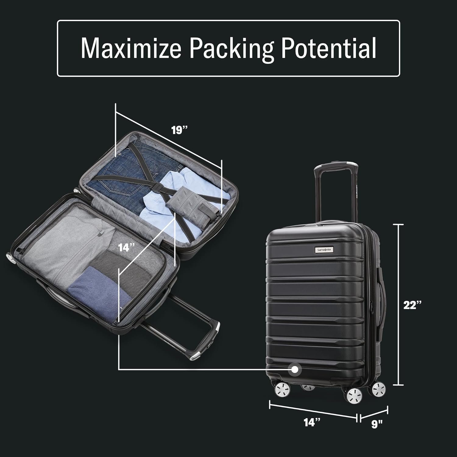 Samsonite Omni 2 Carry-On Hardside Luggage with 360° Spinner Wheels - Scratch Resistant Hardshell - TSA, Airline-Approved - Expandable Polycarbonate Shell for Lightweight Travel - Artic Silver - Image 3