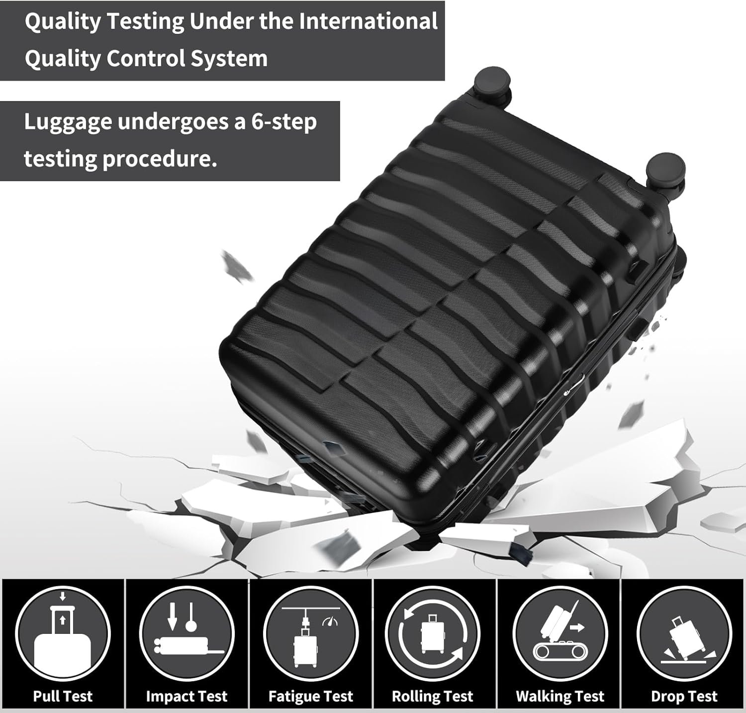 Lightweight Luggage with Spinner Wheels & YKK Zipper, Hard Shell 3-Piece Suitcase ABS+PC Hardside Luggage Set with TSA Lock for Men Travel, Black (20+24+28 inch) - Image 3