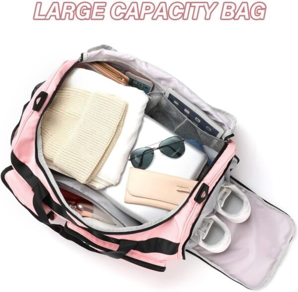 MAXTOP Gym Bag for Women Men Travel Duffle Bag Large Capacity Carry On Weekender Overnight Bag With Shoe Compartment Gym Tote Dry Wet Separation Duffel Bag for Travel - Image 4