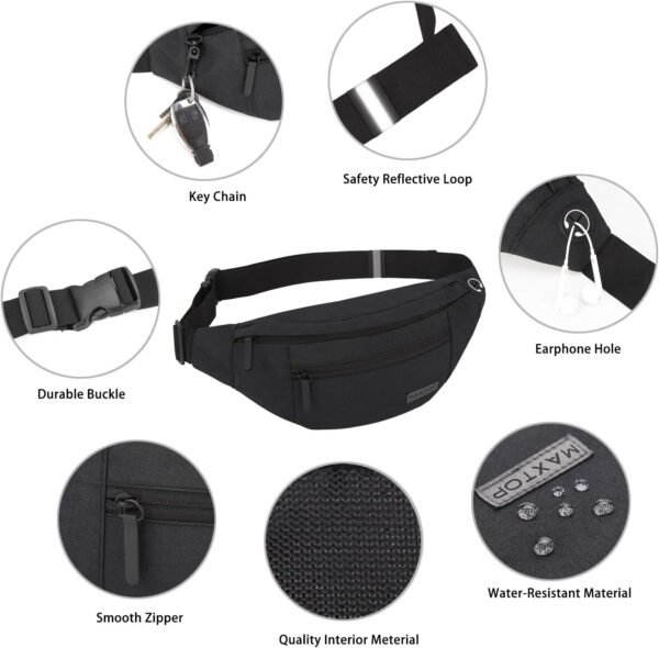 MAXTOP Large Crossbody Fanny Pack with 4-Zipper Pockets,Gifts for Enjoy Sports Festival Workout Traveling Running Casual Hands-Free Wallets Waist Pack Phone Bag Carrying All Phones - Image 4
