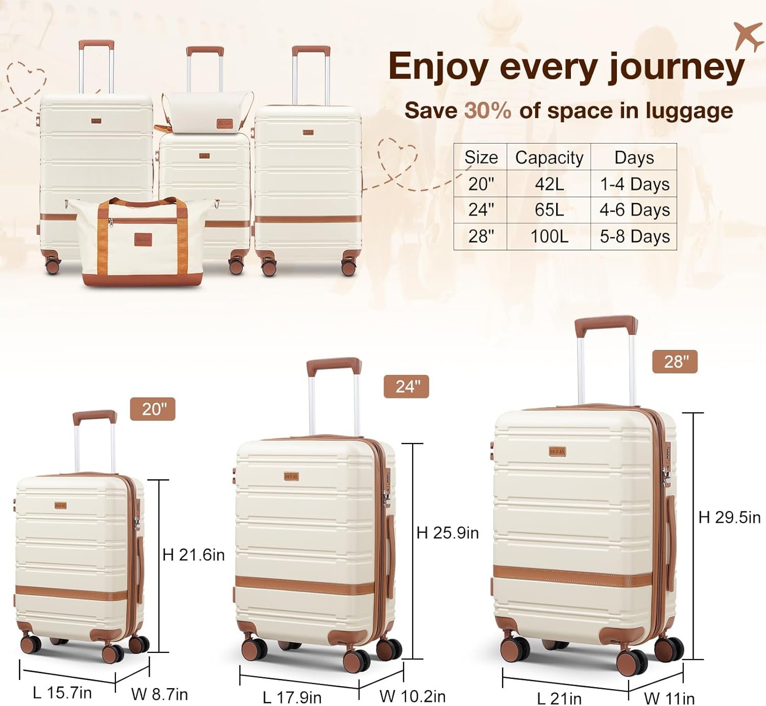 Luggage Sets 3 Piece, Suitcases with Wheels, Hardshell Suitcase Set, PC+ABS Carry on Luggage Set with TSA Lock, Travel Luggage (Navy) - Image 6