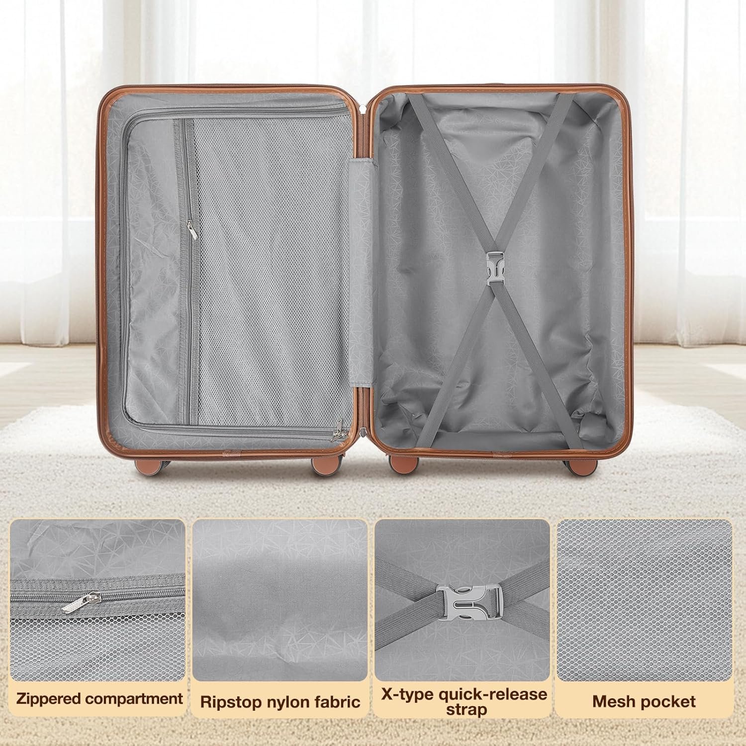 Luggage Sets 3 Piece, Suitcases with Wheels, Hardshell Suitcase Set, PC+ABS Carry on Luggage Set with TSA Lock, Travel Luggage (Navy) - Image 4
