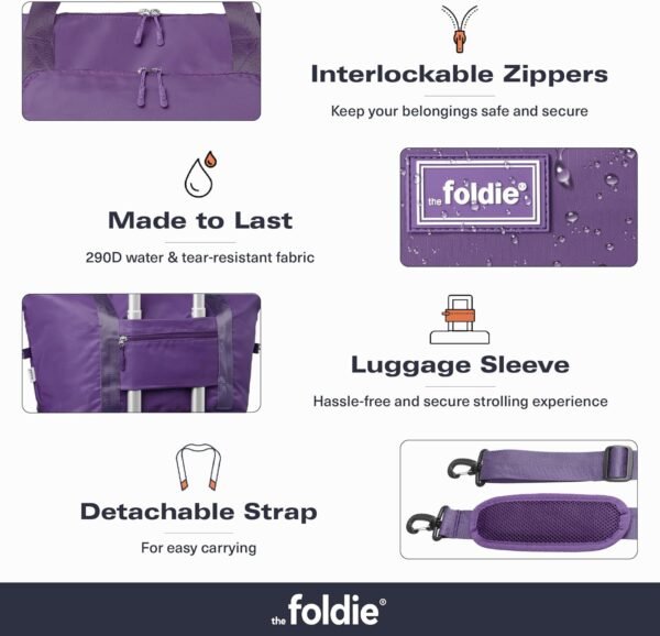 Foldable Travel Tote Bag for Women - 40L Weekender Bag with Multiple Pockets - Carry On Personal Item Travel Bag - Image 5