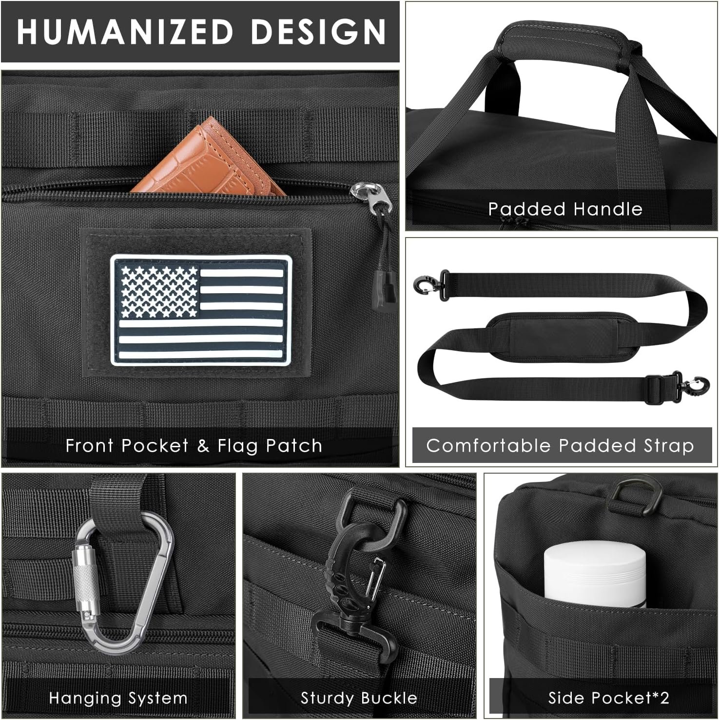 ETRONIK Travel Bag for Men Women, Gym Bag & Tactical Duffle Bags for Travel, Carry on with Toiletry Bag and Shoe Compartment, Weekender Overnight Trip with Wet Pocket for Workout Medical, Black - Image 3