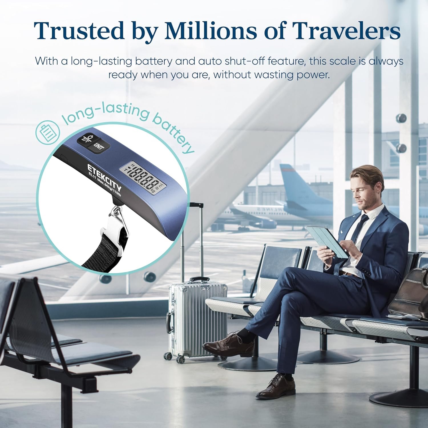 Etekcity Luggage Scale for Travel Essentials, Digital Suitcase Weight Scale with Hook, Travel Accessories for Portable Hanging Baggage, 110 Pounds, Battery Included - Image 8