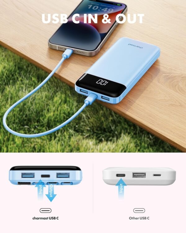 Portable Charger with Built in Cables, Portable Charger with Cords Wires Slim 10000mAh Travel Battery Pack 6 Outputs 3 Inputs 3A Fast Charging Power Bank for Samsung Google Pixel LG Moto iPhone iPad - Image 8