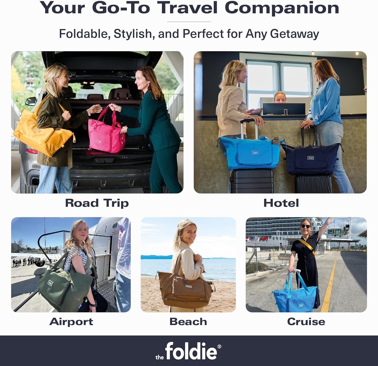 Foldable Travel Tote Bag for Women - 40L Weekender Bag with Multiple Pockets - Carry On Personal Item Travel Bag - Image 4