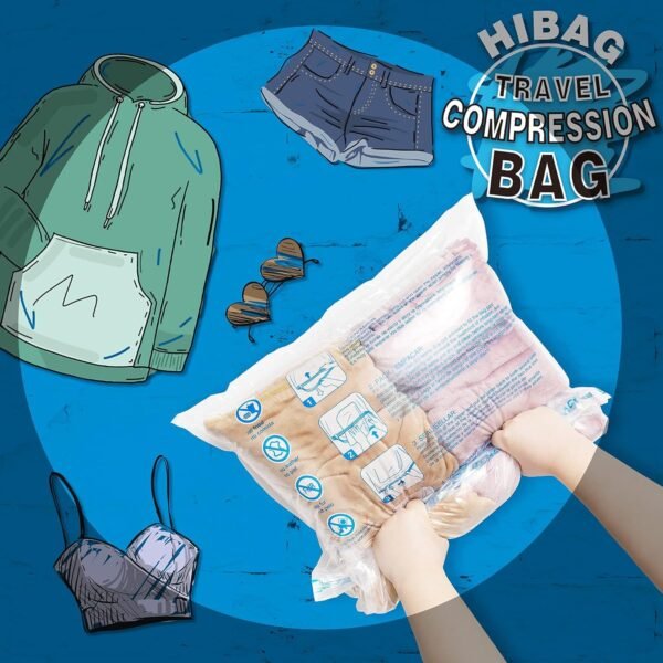 HIBAG 12 Compression Bags for Travel, Vacuum Packing Space Saver Zipper Bags for Cruise Accessories (12-Travel) - Image 8