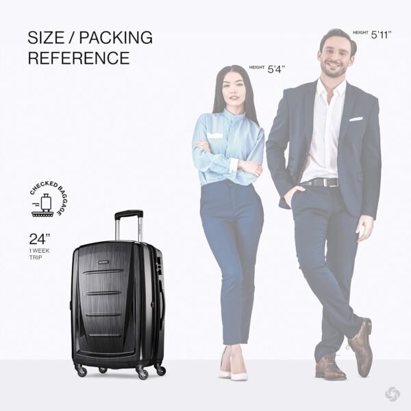 Samsonite Winfield 2 Hardside Expandable Luggage with Spinner Wheels, Brushed Anthracite, Checked-Medium 24-Inch - Image 2