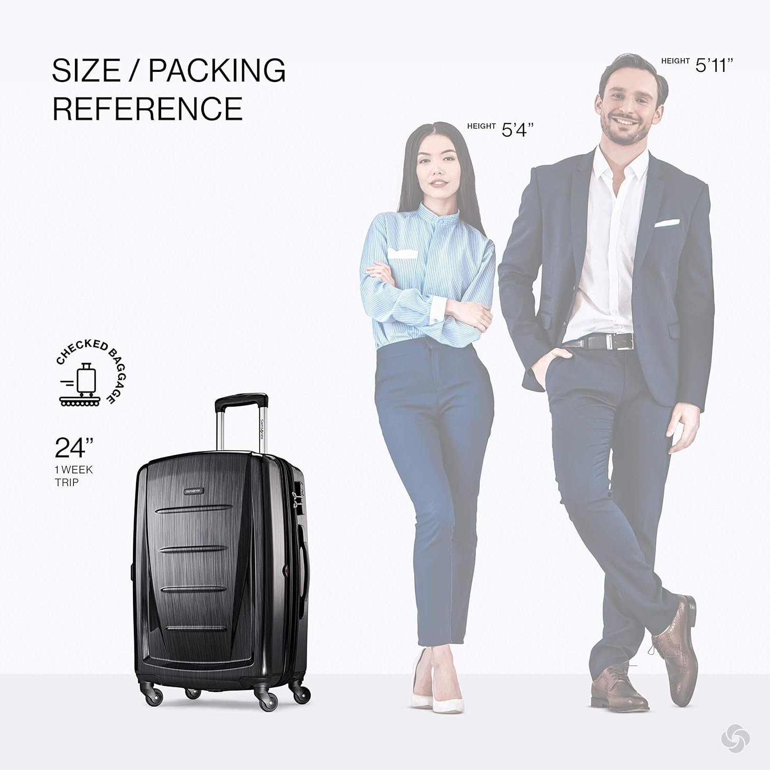 Samsonite Winfield 2 Hardside Expandable Luggage with Spinner Wheels, Brushed Anthracite, Checked-Medium 24-Inch - Image 2