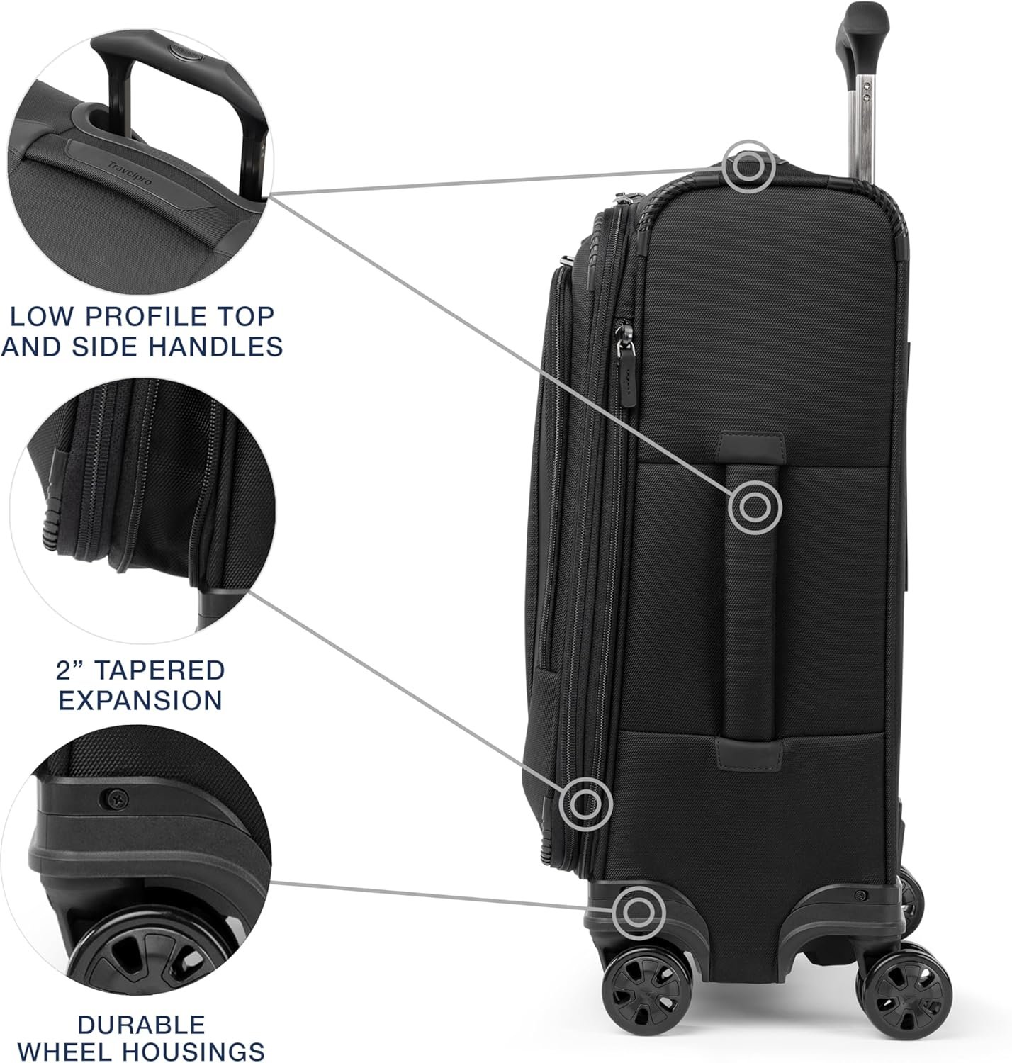 Travelpro Crew Classic Lightweight Softside Expandable Carry on Luggage, 8 Wheel Spinner Suitcase, Men and Women, Carry On 21-Inch, Black - Image 4