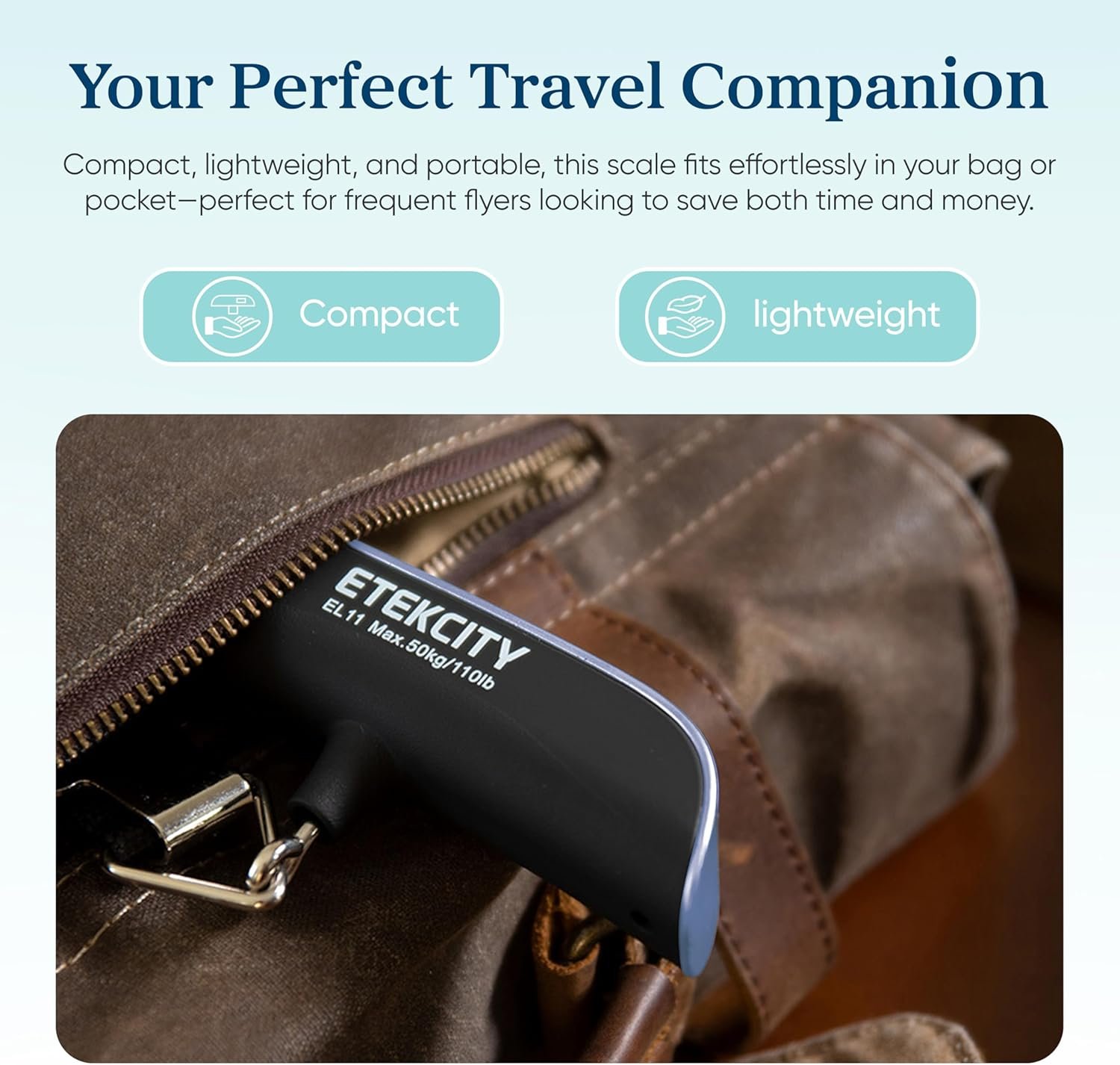 Etekcity Luggage Scale for Travel Essentials, Digital Suitcase Weight Scale with Hook, Travel Accessories for Portable Hanging Baggage, 110 Pounds, Battery Included - Image 3