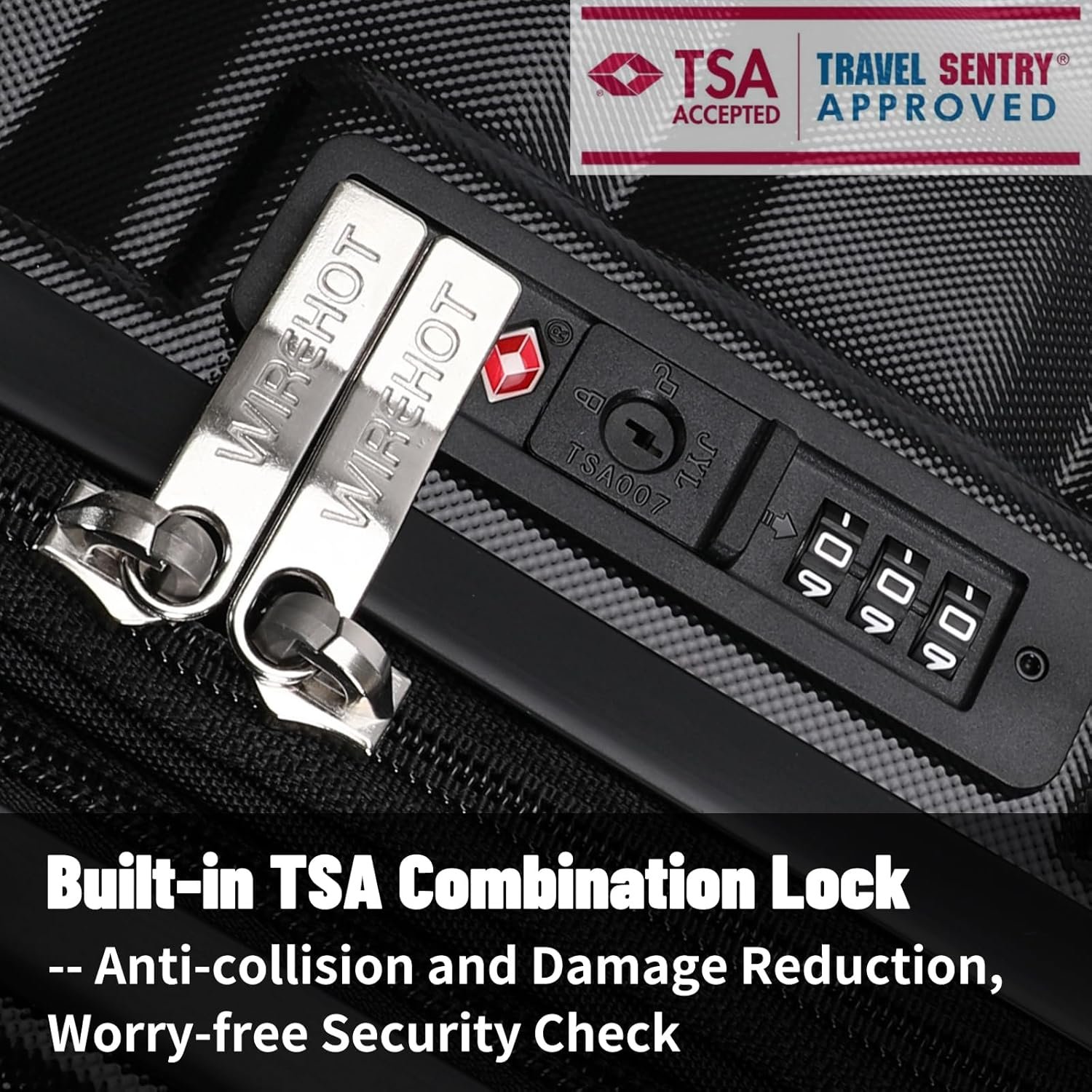 Lightweight Luggage with Spinner Wheels & YKK Zipper, Hard Shell 3-Piece Suitcase ABS+PC Hardside Luggage Set with TSA Lock for Men Travel, Black (20+24+28 inch) - Image 6