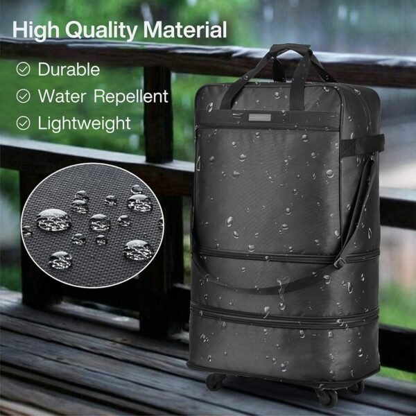 Hanke Suitcases with Wheels Expandable Foldable Luggage Bag Suitcase Collapsible Rolling Travel Bag Duffel Bag for Men Women Lightweight Suitcases without Telescoping Handle, Black - Image 6