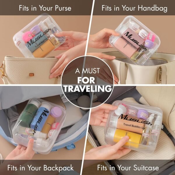 Muslish 21 Pack Leak Proof Silicone Travel Bottles Set, TSA Approved Containers for Toiletries, Travel Size Accessories and Shampoo Conditioner Bottles with Toiletry Bag (BPA Free) - Image 5