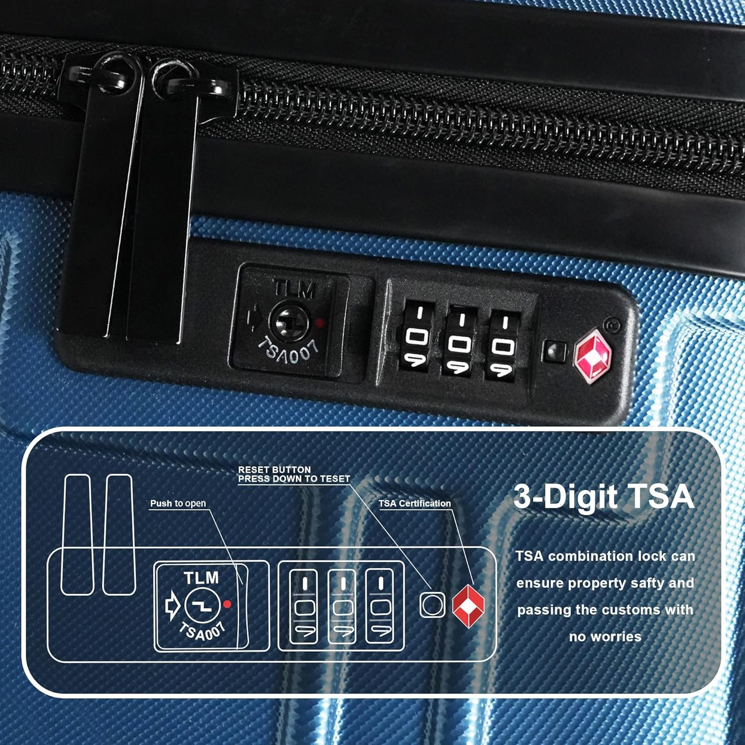 Luggage Sets 4 Piece, ABS PC Lightweight Suitcases with Wheels, Hardshell Luggage Sets Carry on Luggage Set with TSA Lock Blue (12in 20in 24in 28in) - Image 3