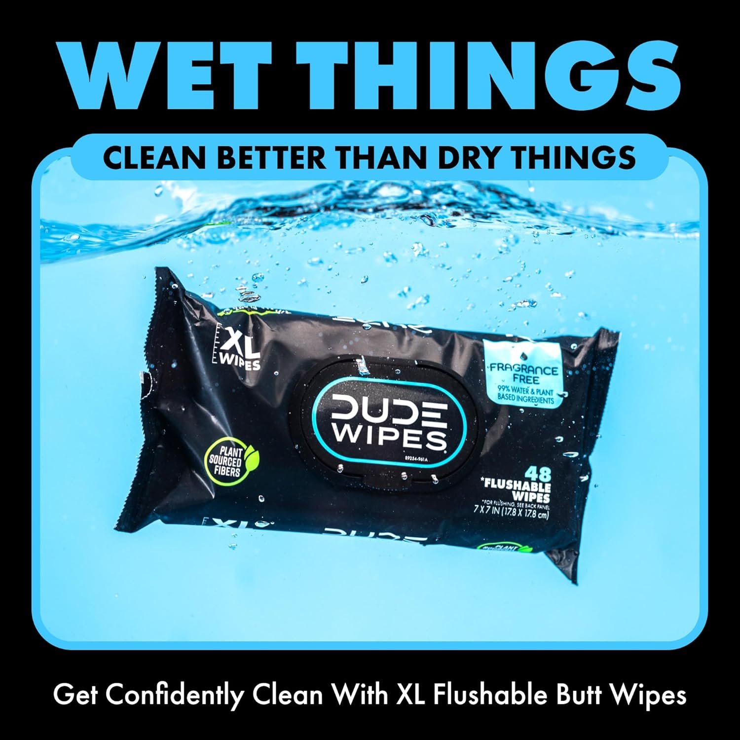 DUDE Wipes Flushable Wipes - 1 Pack, 48 Wipes - Unscented Extra-Large Wet Wipes with Vitamin-E & Aloe for at-Home Use - Septic and Sewer Safe - Image 5